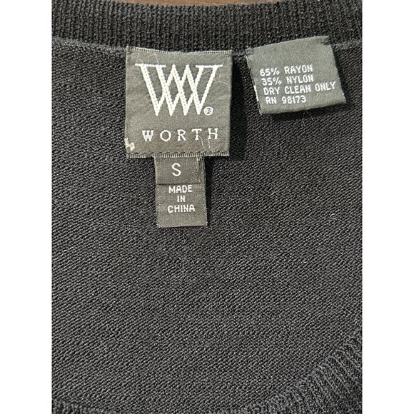 W by Worth Women's Knit Top Short Sleeve Sweater Color Block Black Purple White - Picture 4 of 6